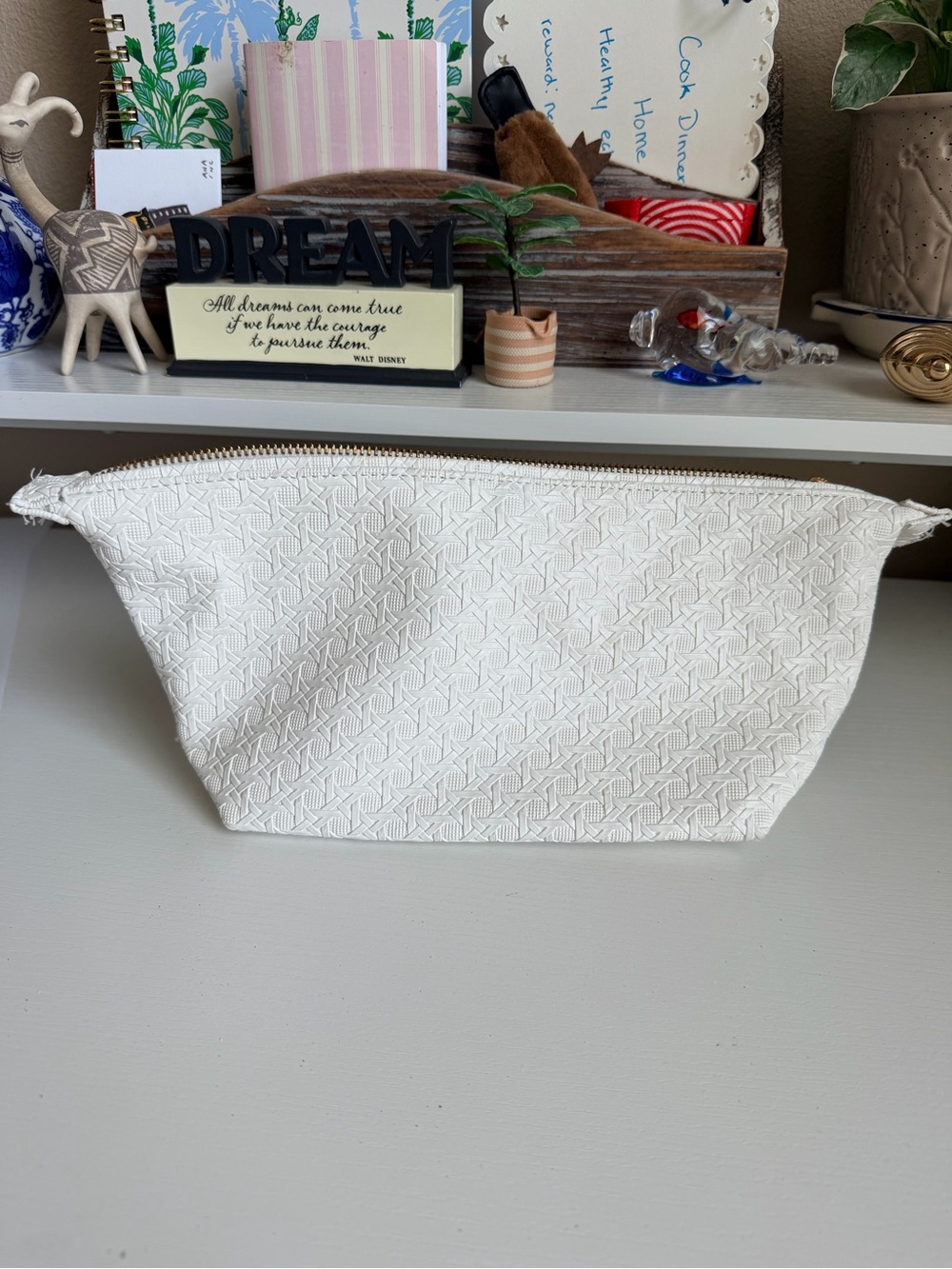 Tory Burch White Makeup Pouch